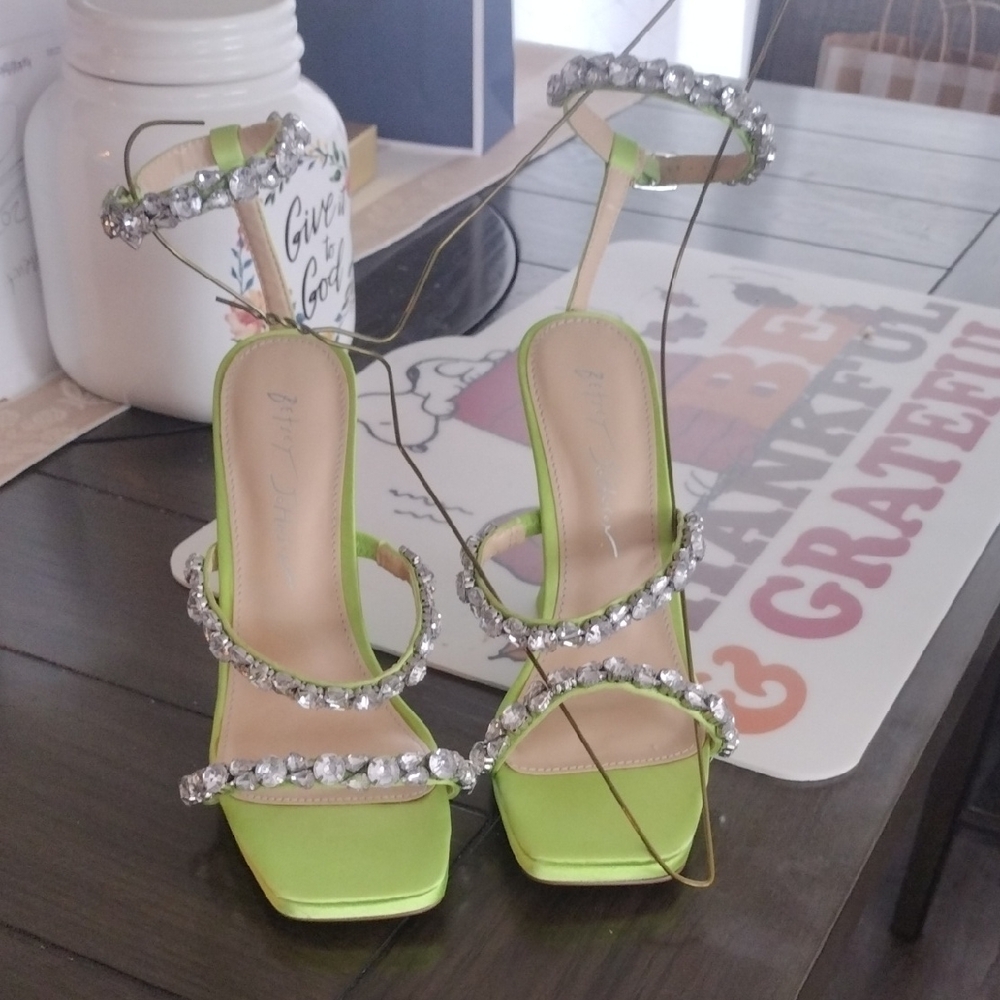 Betsey Johnson Lime Green Rhinestone Heels